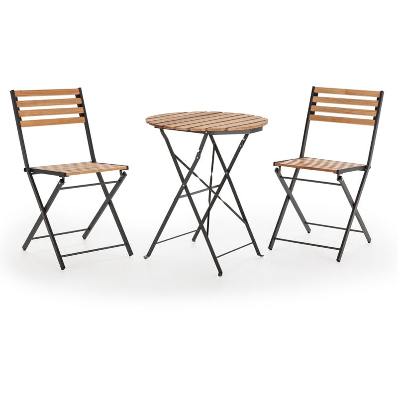 Vs Venta-stock - Ensemble Bistro de jardin Ambar 3 pièces noir, table et 2 chaises