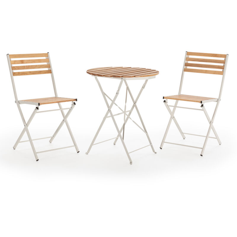 Vs Venta-stock - Ensemble Bistro de jardin Ambar 3 pièces blanc, table et 2 chaises