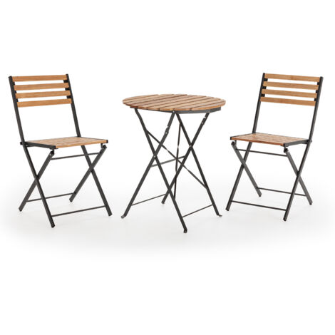 Ensemble Bistro de jardin Ambar 3 pièces noir, table et 2 chaises