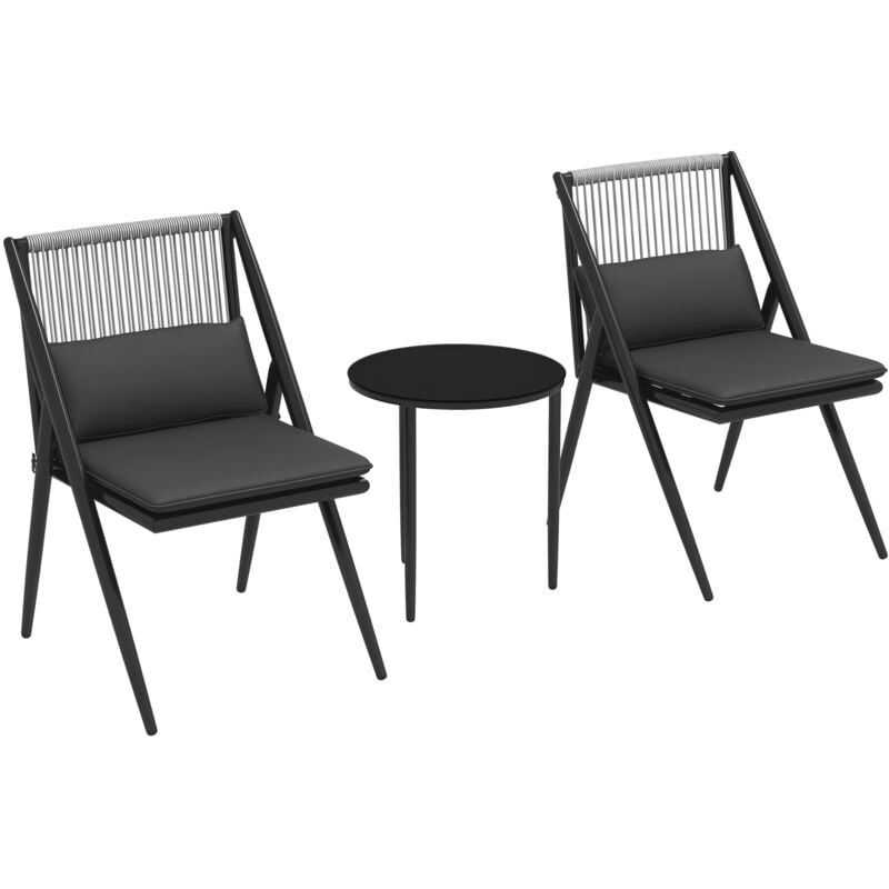 Outsunny - Ensemble bistro de jardin design Acapulco 2 places 3 pièces avec coussins