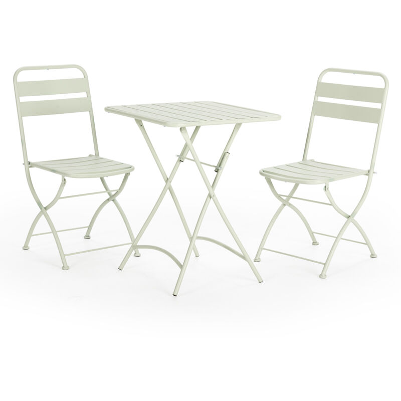 Vs Venta-stock - Ensemble Bistro de jardin Perla 3 pièces Vert, Table et 2 chaises