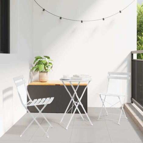 Ensemble bistro pliant 3 pcs Blanc Acier vidaXL