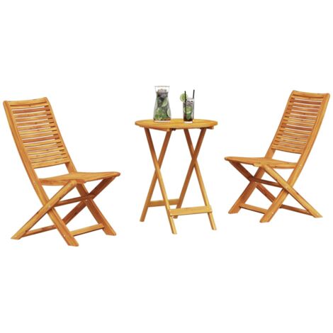 Ensemble bistro pliant 3 pcs  Mobilier de jardin Marron Bois d'Acacia Massif