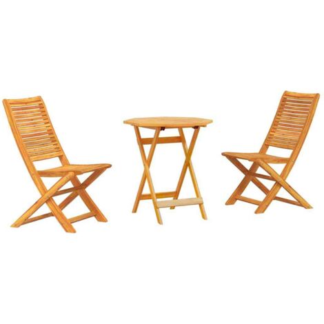 Ensemble bistro pliant 3 pcs  Mobilier de jardin Marron Bois d'Acacia Massif