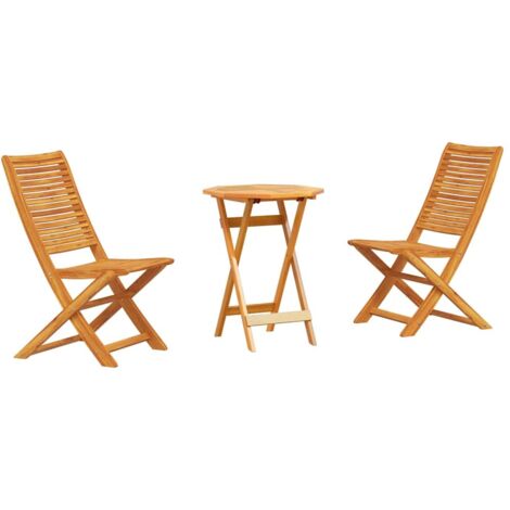 Ensemble bistro pliant 3 pcs  Mobilier de jardin Marron Bois d'Acacia Massif