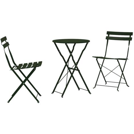 Ensemble bistro pliant 3 pcs，Salon de jardin Vert foncé Acier CFW34872