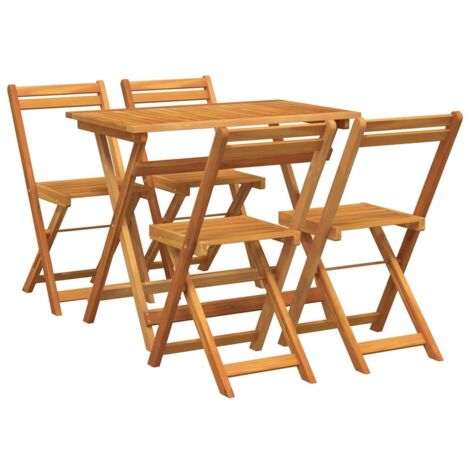Ensemble bistrot 5 pcs  Mobilier de jardin Huile Naturelle Bois d'Acacia Massif