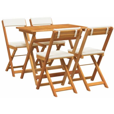 Ensemble bistrot 5 pcs  Mobilier de jardin Huile Naturelle Bois d'Acacia Massif