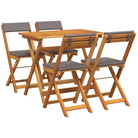 Ensemble bistrot 5 pcs  Mobilier de jardin Huile Naturelle Bois d'Acacia Massif