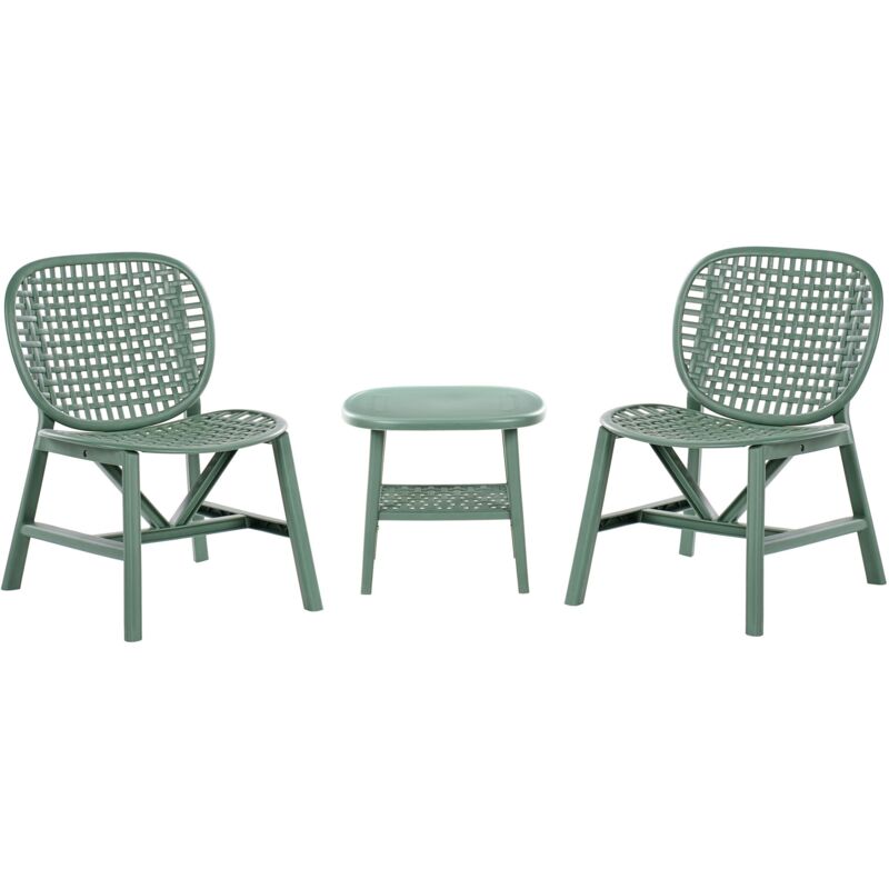 Beliani - Ensemble Bistrot Table et Chaises Basses pour Jardin Matériau Synthétique Vert Sicelle