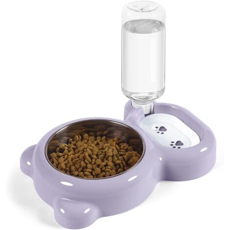 Ensemble bol à repas et bol à eau pour animaux de compagnie, bol en acier inoxydable, adapté aux chatons et chiots - rose