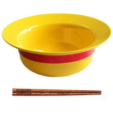 Ensemble bol chapeau de paille One Piece, bol en céramique gravé en forme de chapeau de paille