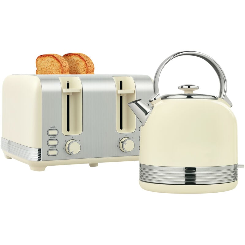Homcom - Ensemble bouilloire et grille-pain Vintage - 1,7L 2200W - 4 tranches, brunissage 7 niv. - crème