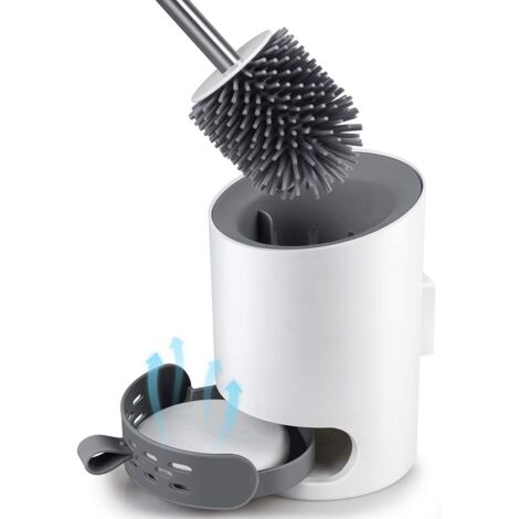 Ensemble brosse et support WC, brosse WC murale, brosse de nettoyage pour une salle de bain bien organisée, brosse WC en silicone souple-AquaForge