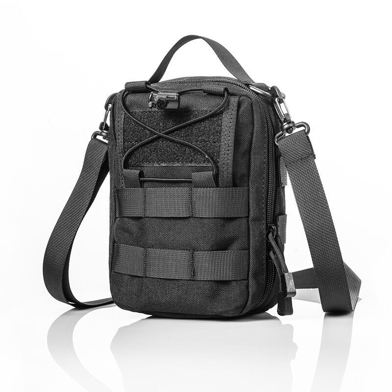 Trousse de Secours Militaire Sacoche Médicale Sac Tactique Kit Premier Secours Étui EDC pour Jeu de Guerre CS Randonnée Escalade (01Noir),