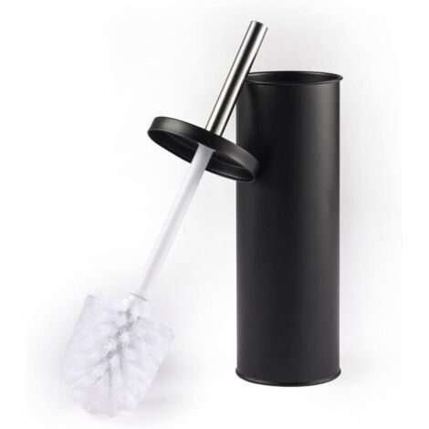 Ensemble Brosse & Support De Toilette – Brosse De Nettoyage pour Cuvette De Toilette. Poils Rigides. Support Hygiénique avec Couvercle. Mince pour Un Rangement Facile. Noir