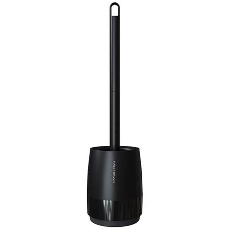 Ensemble brosse WC et support, brosse cylindrique en poils PET pour un nettoyage en profondeur, brosse en plastique durable avec poignée amovible et base de support, sans danger pour le vernis