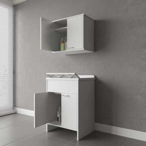 Ensemble buanderie avec armoire et meuble mural à 2 portes COMP 2 Negrari