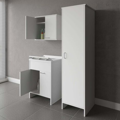 Ensemble buanderie mobile avec lavabo suspendu et colonne Negrari COMP 6