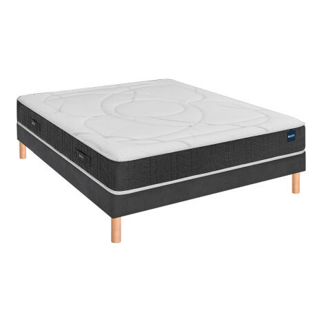 Ensemble Bultex RECOVERY + Sommier confort ferme vigoroso deco + pieds 140x190 Jersey Gris foncé Mousse