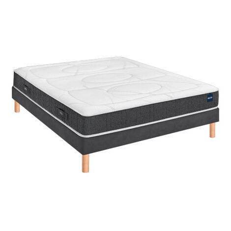 Ensemble Bultex SMART REPAIR + Sommier confort ferme vigoroso deco + pieds 140x190 Jersey Gris foncé Mousse