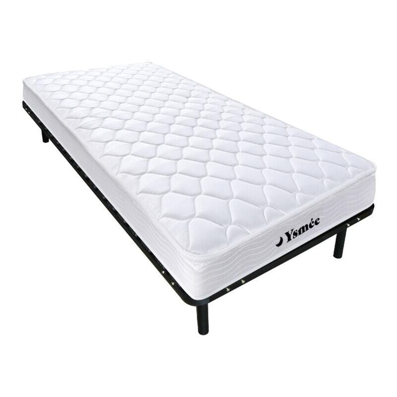Ensemble 90 x 190 cm cadre à lattes + matelas ressorts et mémoire de forme ép.15cm - wolkenlos de ysmée