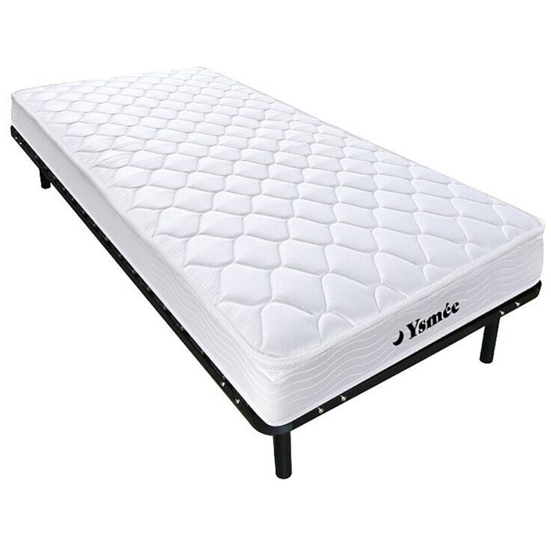 Ensemble 90 x 200 cm cadre à lattes + matelas ressorts et mémoire de forme ép.15cm - wolkenlos de ysmée
