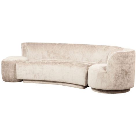 Ensemble canapé + 1 fauteuil + 1 pouf en tissu doux beige - TIEL