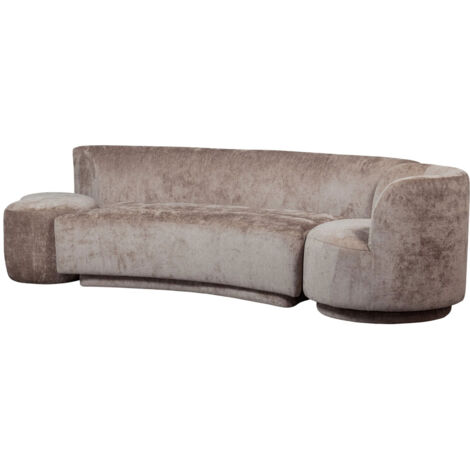 Ensemble canapé + 1 fauteuil + 1 pouf en tissu doux taupe - TIEL