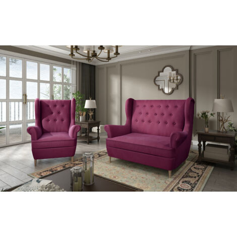 Ensemble canapé bergère LIZZI – 1 canapé et 1 fauteuil-Bordeaux