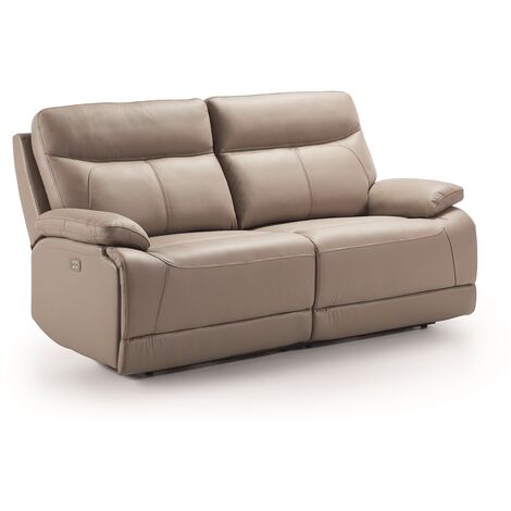 Ensemble canapé de 3 places, 2 relax électriques + canapé de 2 places fixes en Cuir/PVC couleur Gris