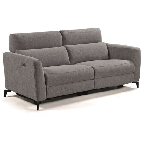 Ensemble canapé de 3 places relax électrique + canapé de 2 places fixes en tissu couleur Gris foncé