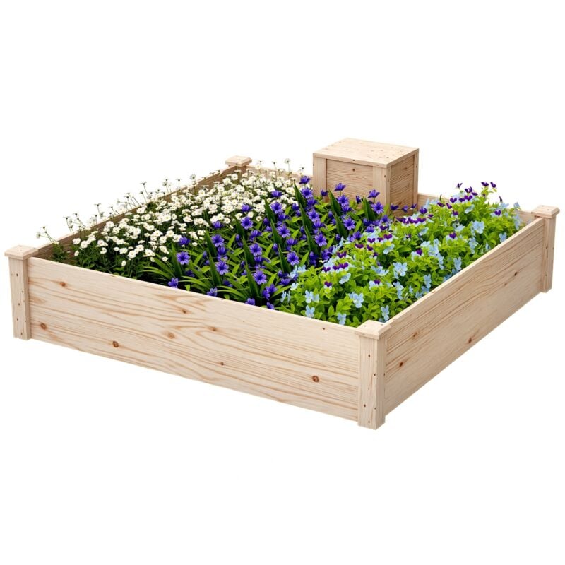 Ensemble carré potager composteur dim. totales 123 x 123 x 25,5 cm bois sapin naturel