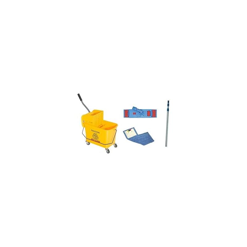 Ensemble Chariot 20L avec presse a plat et ensemble balai a plat , microfibre