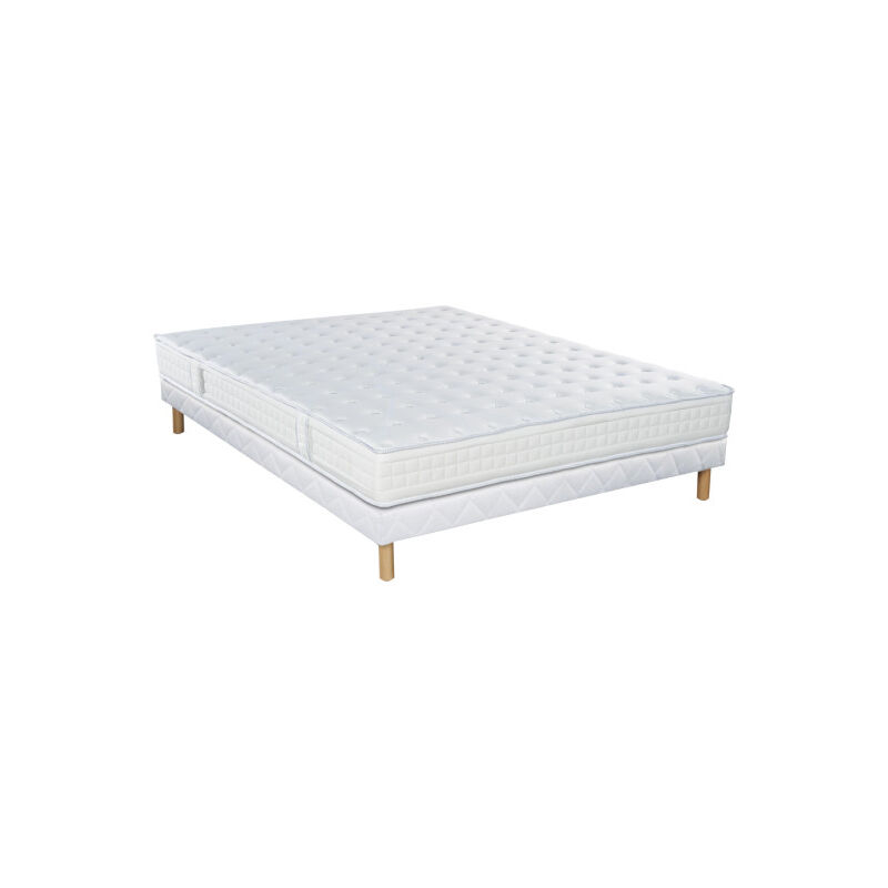 Essenzia - Ensemble charme + Sommier Tradition + Pieds 100x190 Mousse