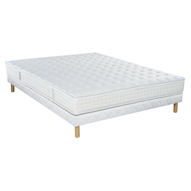 Ensemble Essenzia charme + Sommier Tradition + Pieds 120x200 Mousse - Blanc