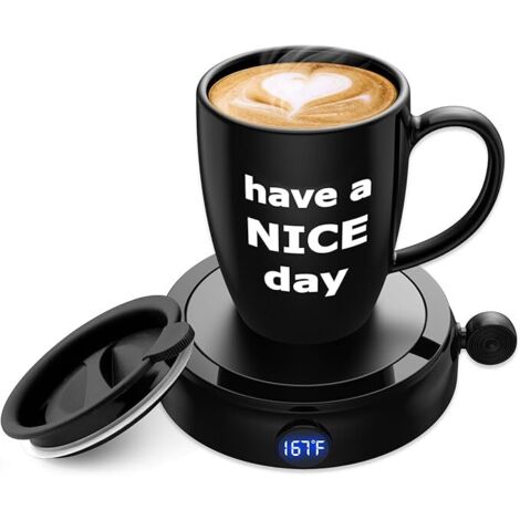 Ensemble chauffe-tasse à café, tasse incluse, 60 watts, convient aux bureaux et aux bureaux à domicile, 4 réglages de température, interrupteur automatique par capteur de gravité, tasse de 14 oz, un c