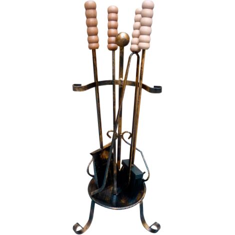 Ensemble cheminA e Alsace cm 63h en fer forgA avec 4 outils poA le cheminA e