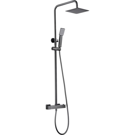 Ensemble colonne de douche - Barre de douche thermostatique extensible en acier inoxydable avec douchette et poignée de douche de Black Gun Metal
