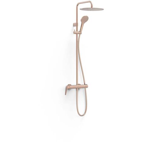 Ensemble colonne de douche mitigeur mural Or Rose Mat 24K - TRES 28119101OPM