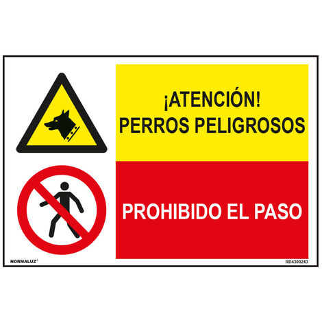 Ensemble Combiné Chiens Dangereux/interdiction De Passage Pvc 0,7mm 600x400mm Normaluz - Nmz