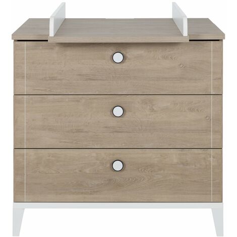 Ensemble commode 3t + plan langer effet bois chêne blondblanc doux