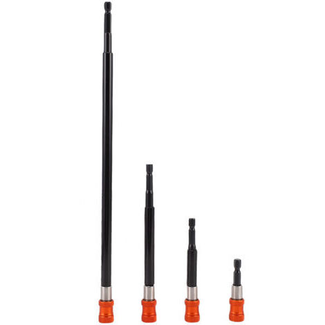 Ensemble complet 4 rallonges hex 6,35 mm (1/4") - Accédez aux endroits serrés - Gamme complète 12 po à 2-3/8 po - Parfait pour bricolage et chantier