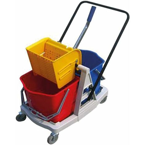 Ensemble complet chariot lavage 2 x 15L + presse + monture ÃƒÂ  plat + 2 franges + manche