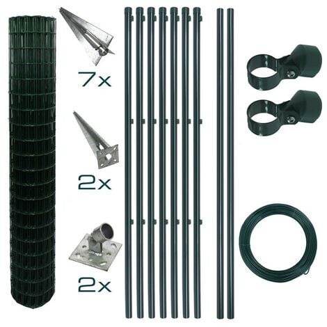 Ensemble complet de clôture en treillis soudé Ensemble de clôture de 1,50 x 10 m