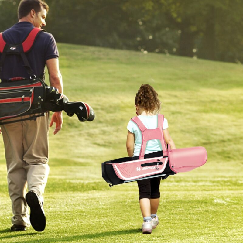 Maisonchic - Ensemble Complet de Clubs de Golf Junior pour Enfants Âgés de 5 à 7 Ans Fairway 3 Fers 7 et s et Putter Sac Trépied avec Capuche