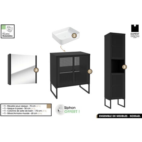 Armoire à glace LED encastrée UP7012 avec prise de courant - 50 cm