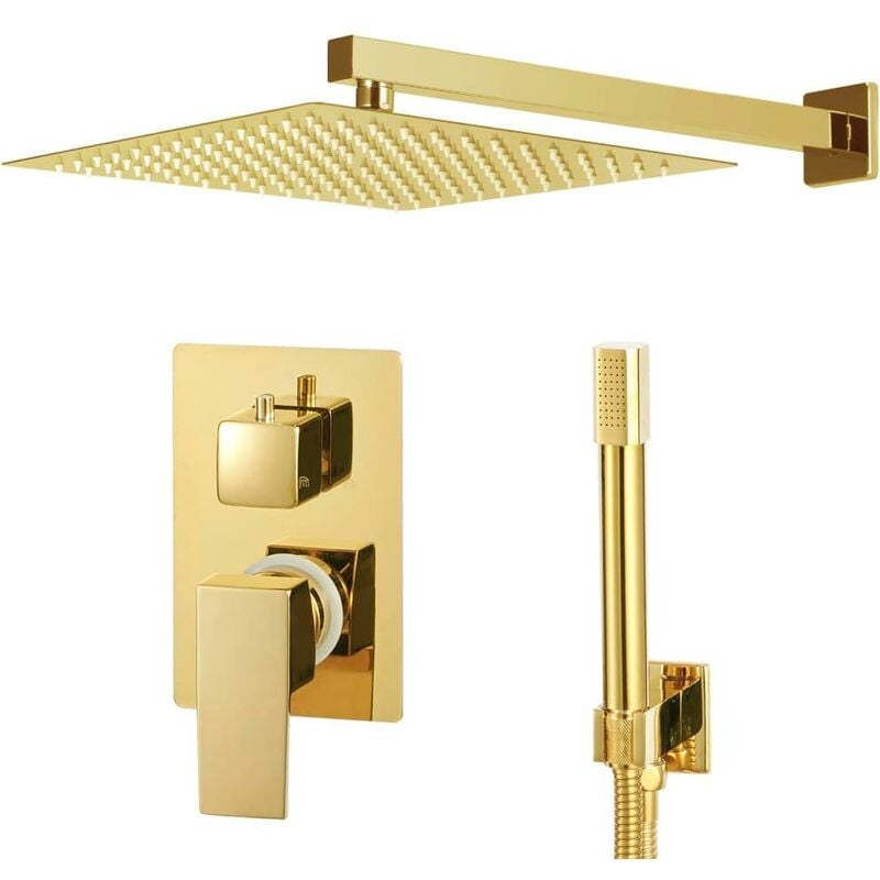Ensemble complet système de douche pommeau acier inoxydable doré