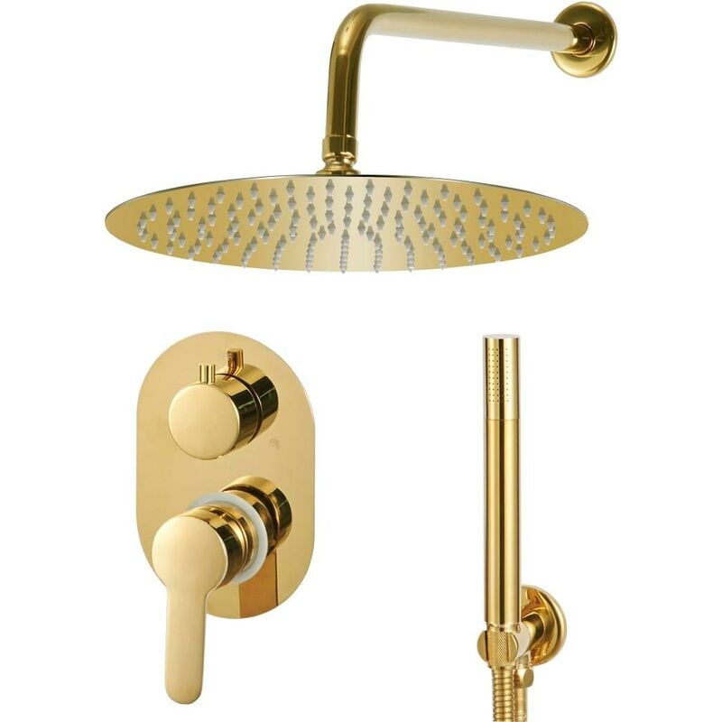 Helloshop26 - Ensemble complet système de douche pommeau acier inoxydable doré