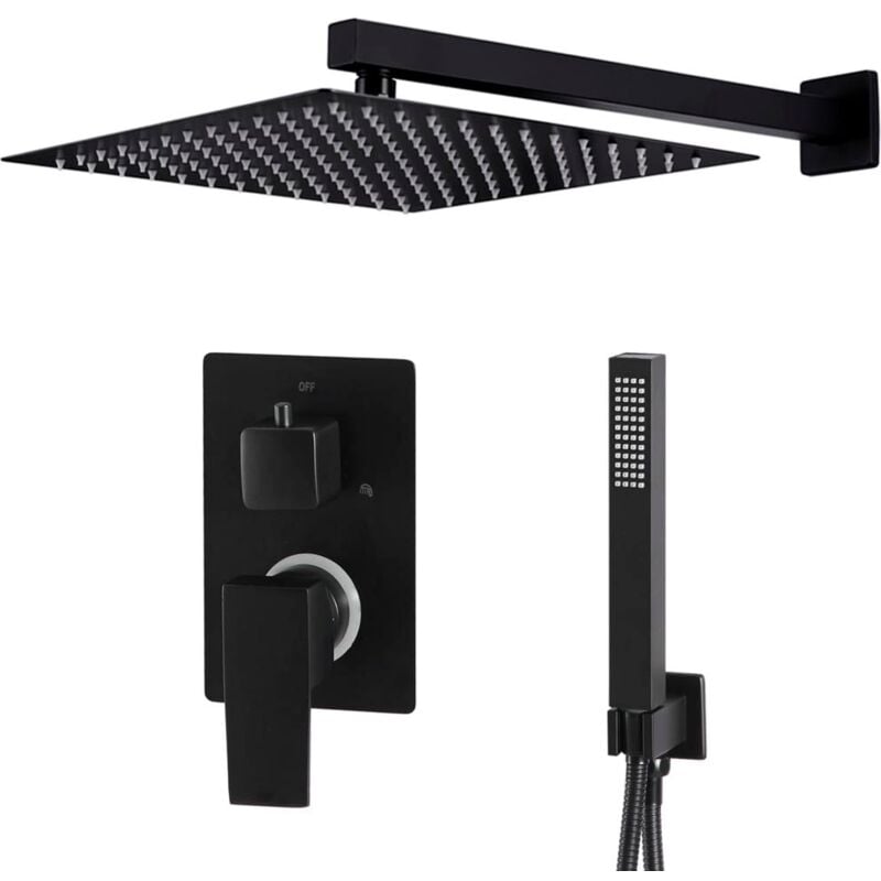 Ensemble complet système de douche pommeau acier inoxydable noir